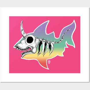 Unicorn Shark Skeleton Posters and Art